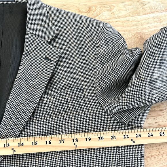 Oscar De La Renta Suit Jacket 100% Wool Mens 44L Blazer Houndstooth 2-Button - Picture 11 of 13